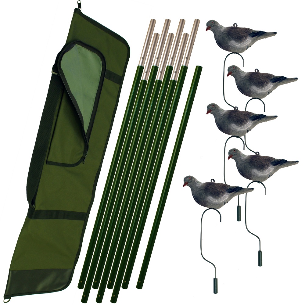 5 x Lofting Poles Bag & Flocked Pigeon Decoy Hooks Lofting Pole Kit Inc Bag 